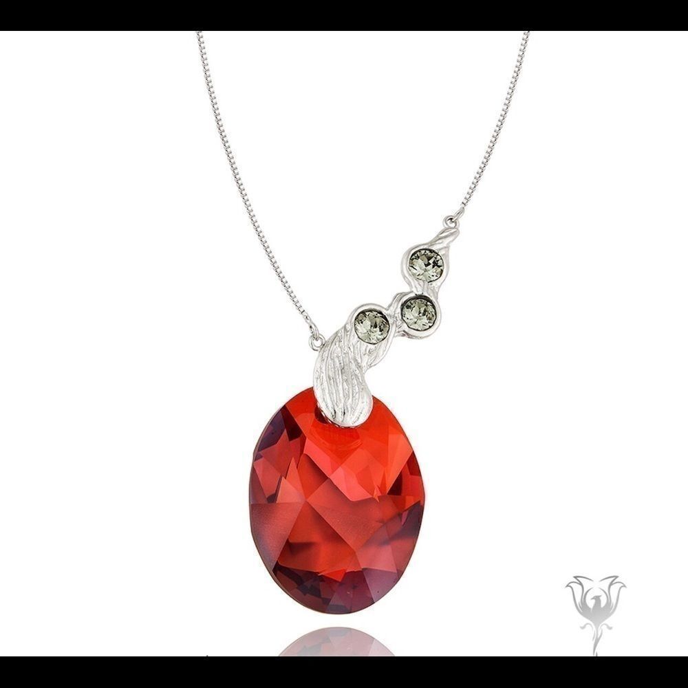 Swarovski crystalsnecklace white Rhodium Red Magma